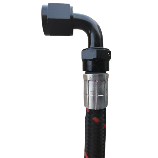 Aluminum 90 Degree Crimp Fitting, -6 AN, Black - 4232BLK