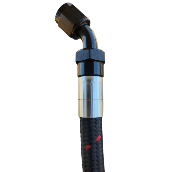 Aluminum 45 Degree Crimp Fitting, -16 AN, Black - 4226BLK
