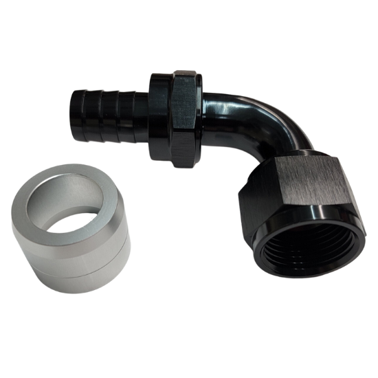 Aluminum 90 Degree Crimp Fitting, -8 AN, Black - 4233BLK