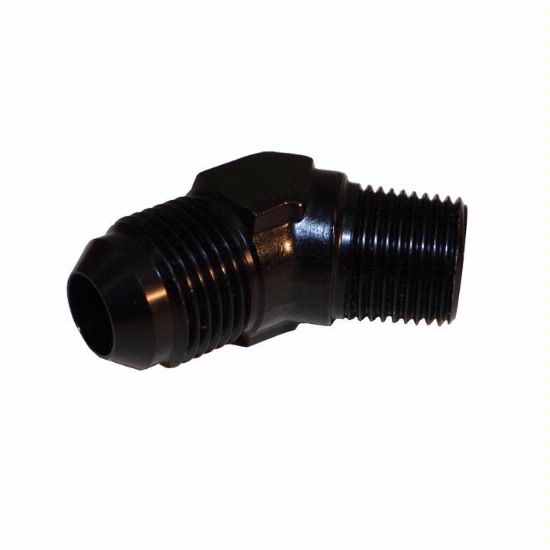 45 Degree Male Elbow, -6 AN to 1/4" NPT, Black - 2022BLK