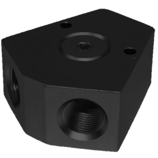 Aluminum Inline Y Block 3/8" NPT, Black - 38YBLK