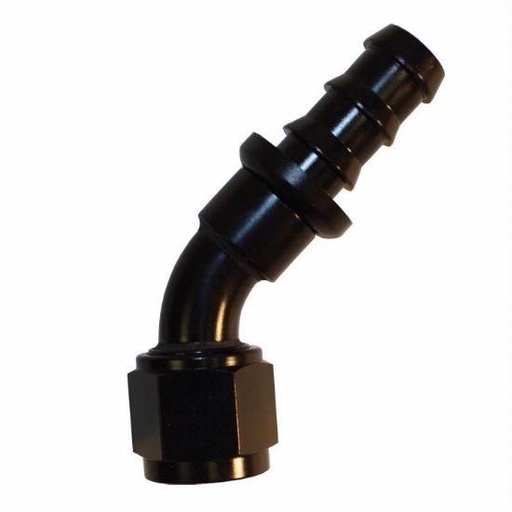 [PRF1523BLK] Push-On Hose Fitting, 45 Degree -8 Black - 1523BLK