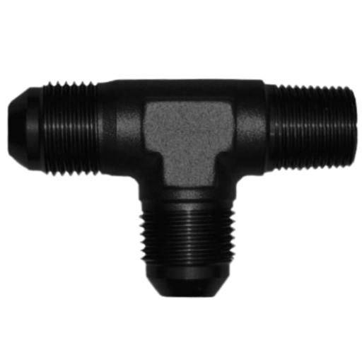 [PRF2714BLK] Male Run Tee -3 AN to -3 AN to 1/8" NPT, Black - 2714BLK